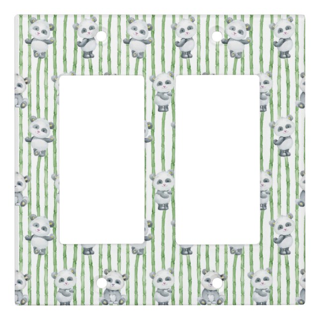 Panda Bears and Bamboo  Light Switch Cover (Front)