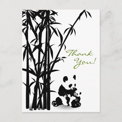 Panda Bears and Bamboo Thank You Postcard