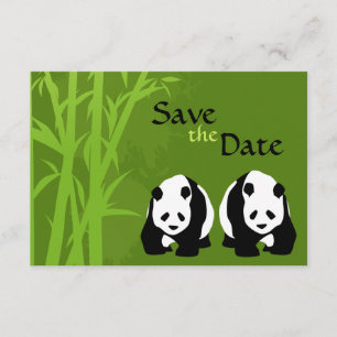 Panda Bears and Bamboo Wedding Save the Date Invitation