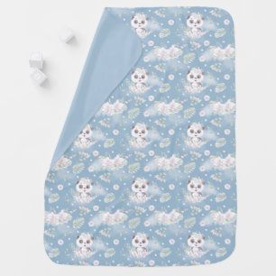 Panda Bears and Flowers Baby Blanket