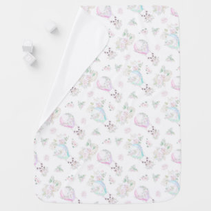 Panda Bears and Flowers Baby Blanket
