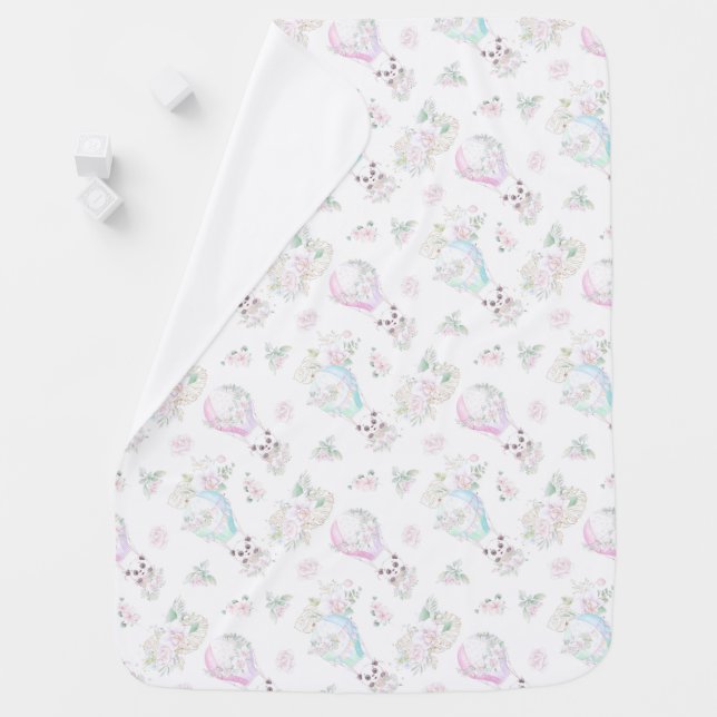 Panda Bears and Flowers Baby Blanket (In Situ)