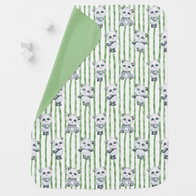 Panda Bears Baby Blanket (In Situ)