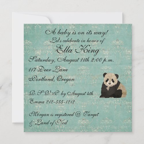 Panda Bears Baby Invitation