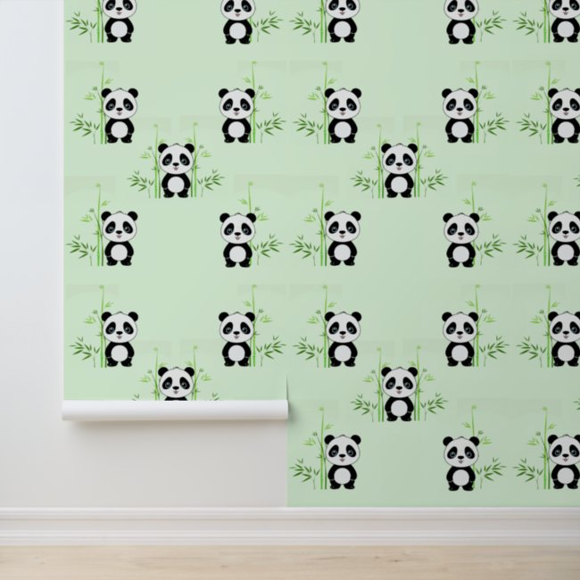 Panda Bears & Bamboo Design Wallpaper