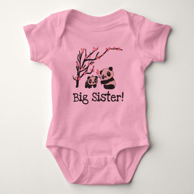 Panda Bears Big Sister Baby Bodysuit (Front)