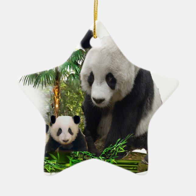 Panda Bears Ceramic Ornament (Front)
