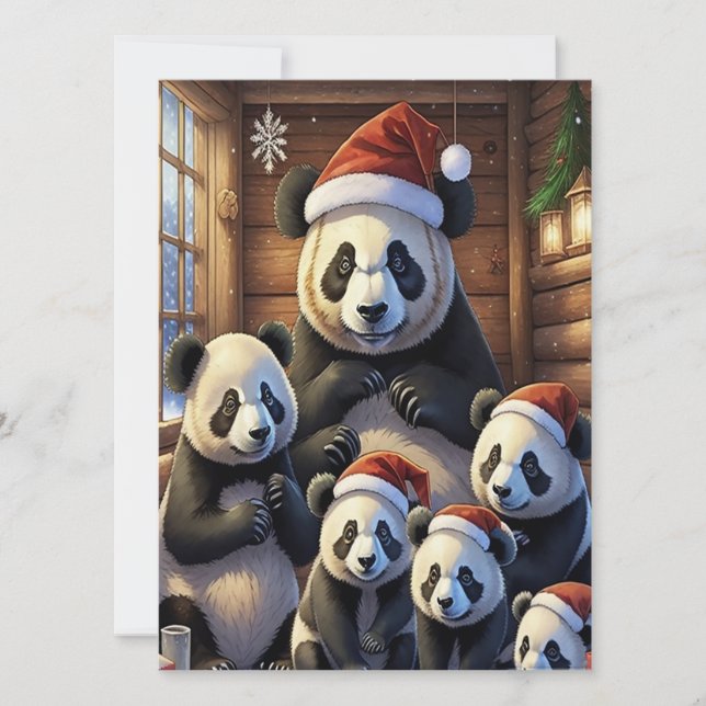 Panda Bears Christmas Card (Front)