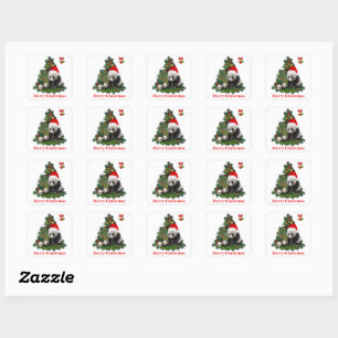 Panda bears Christmas Square Sticker