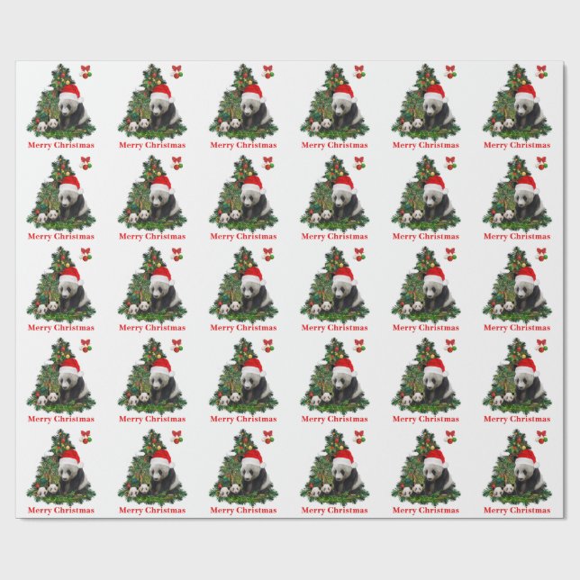Panda bears Christmas  Wrapping Paper (Flat)