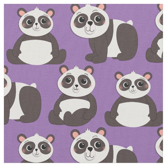 Panda Bears Cute Kids Fabric (Close Up)