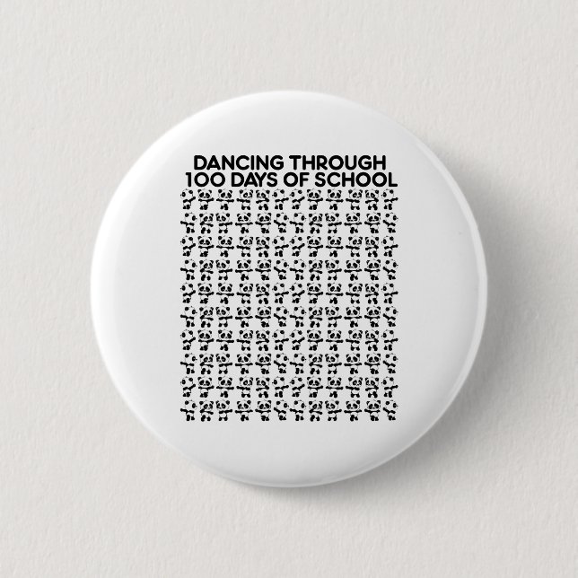 Panda Bears Dancing Through 100 Days Of School Kid Button (Front)