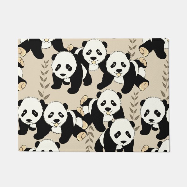 Panda Bears Design Cute Doormat (Front)