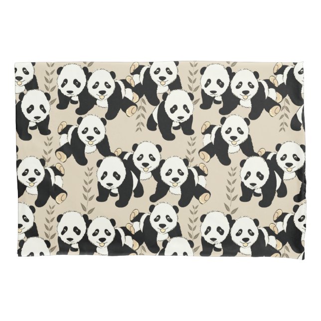 Panda Bears Design Pillow Case (Front)