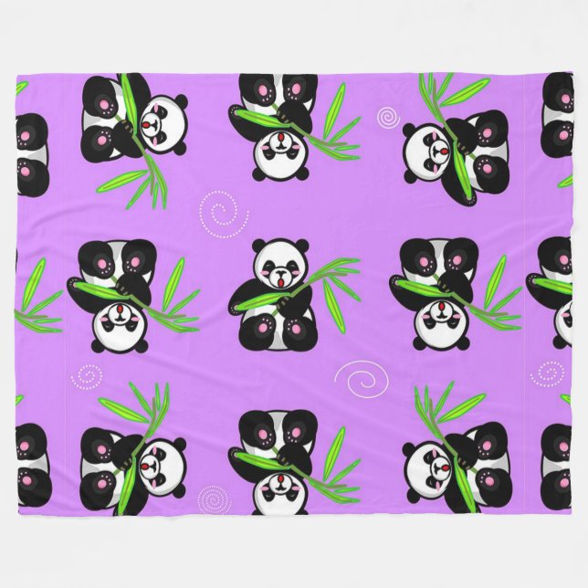 Panda Bears Fleece Blanket (Front (Horizontal))