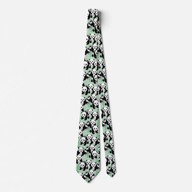 Panda Bears Graphic Design Neck Tie (Front)