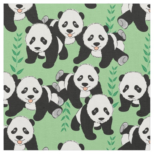 Panda Bear Cub Love Fabric | Zazzle.com