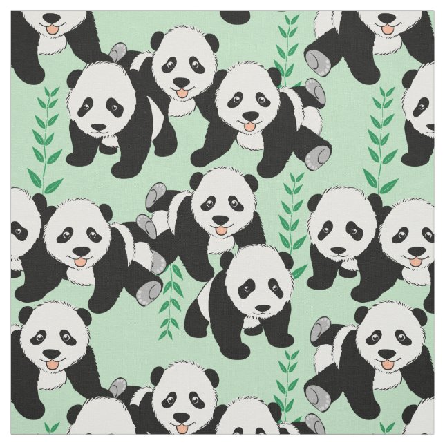 Panda Bears Graphic Fabric (Swatch)