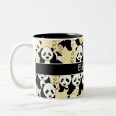 Panda Bears Graphic Pattern Personalize Two-Tone Coffee Mug (Left)