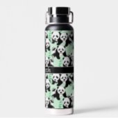 Panda Bears Graphic Pattern Personalized Water Bottle (Back)