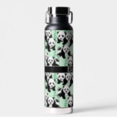Panda Bears Graphic Pattern Personalized Water Bottle (Front)