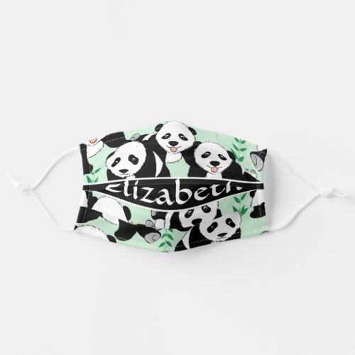 Panda Bears Graphic Pattern to Personalize Adult Cloth Face Mask