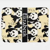 Panda Bears Graphic Pattern to Personalize Baby Blanket (Horizontal)