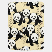 Panda Bears Graphic Pattern to Personalize Baby Blanket (Back)