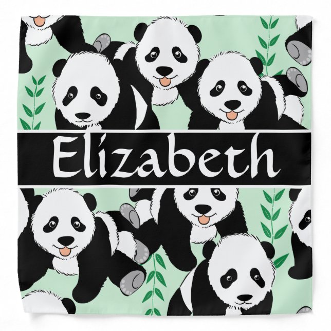 Panda Bears Graphic Pattern to Personalize Bandana (Front)