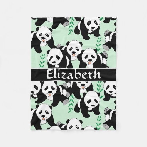 Panda Bears Graphic Pattern to Personalize Fleece Blanket