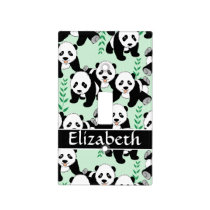 Panda Bears Graphic Pattern to Personalize Light Switch Cover