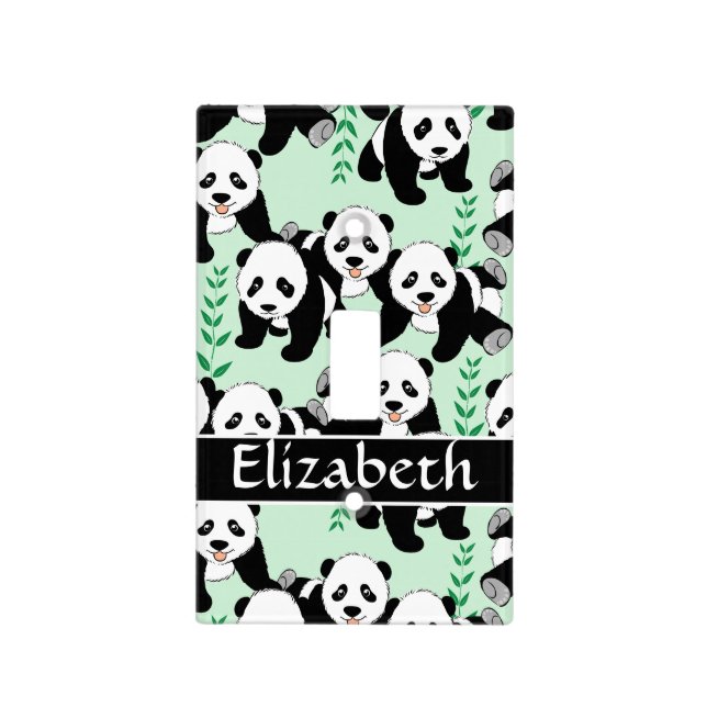 Panda Bears Graphic Pattern to Personalize Light Switch Cover (Front)