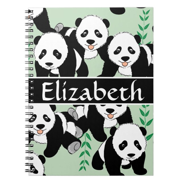 Panda Bears Graphic Pattern to Personalize Notebook (Front)