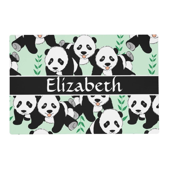 Panda Bears Graphic Pattern to Personalize Placemat (Front)
