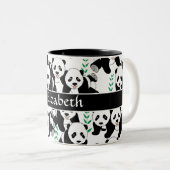 Panda Bears Graphic Pattern to Personalize Two-Tone Coffee Mug (Front Right)