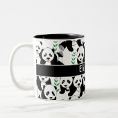 Panda Bears Graphic Pattern to Personalize Two-Tone Coffee Mug (Left)