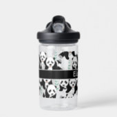 Panda Bears Graphic Pattern to Personalized Water Bottle (Front)