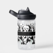 Panda Bears Graphic Pattern to Personalized Water Bottle (Right)