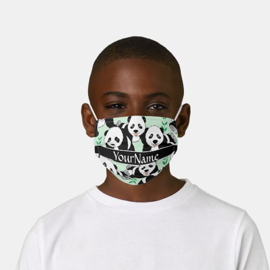 Panda Bears Graphic Personalize Kids' Cloth Face Mask (Worn)