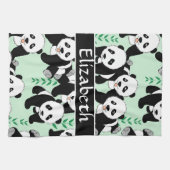 Panda Bears Graphic Personalize Kitchen Towel (Horizontal)