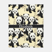 Panda Bears Graphic Personalize Larger Fleece Blanket (Front)