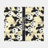 Panda Bears Graphic Personalize Larger Fleece Blanket (Front (Horizontal))