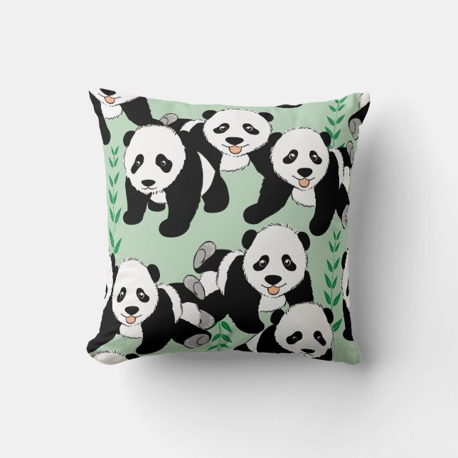 Panda Bears Graphic Throw Pillow (Front)