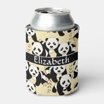 Panda Bears Graphic To Personalize Can Cooler by ironydesigns at Zazzle