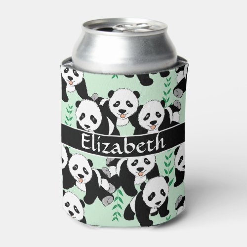 Panda Bears Graphic to Personalize Can Cooler