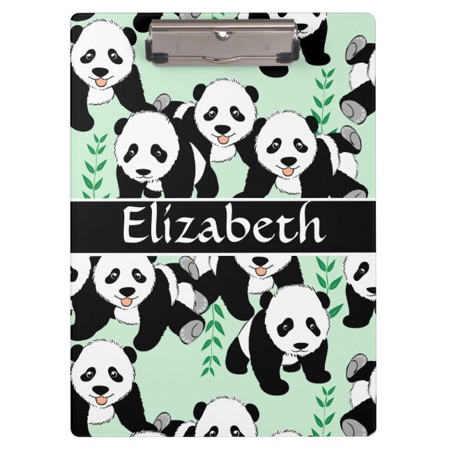Panda Bears Graphic to Personalize Clipboard (Front)