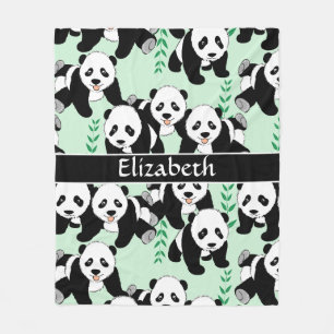 Panda Bears Graphic to Personalize Fleece Blanket