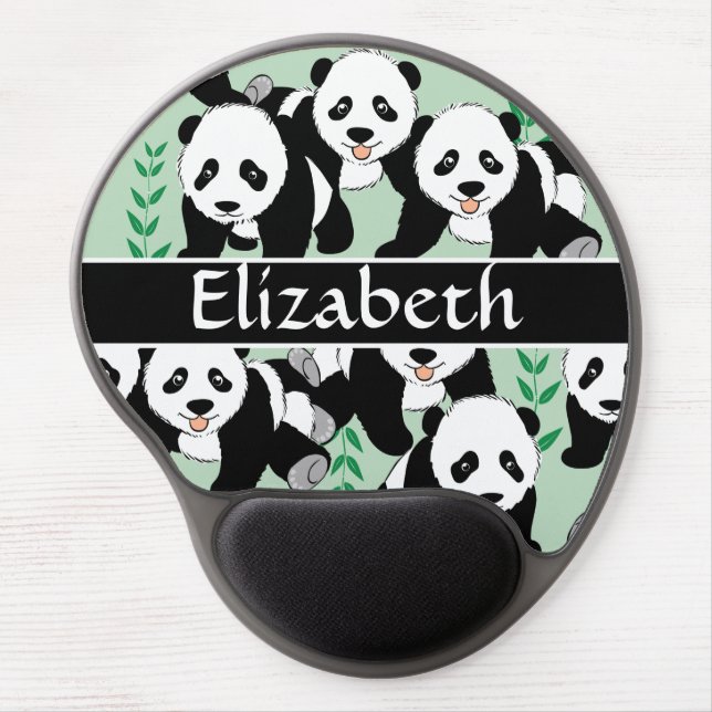 Panda Bears Graphic to Personalize Gel Mouse Pad (Front)