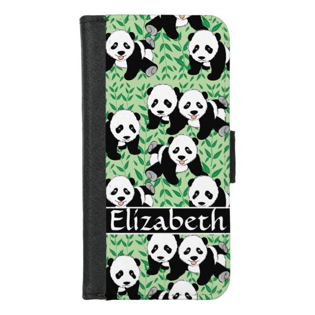 Panda Bears Graphic to Personalize iPhone Wallet Case (Front)