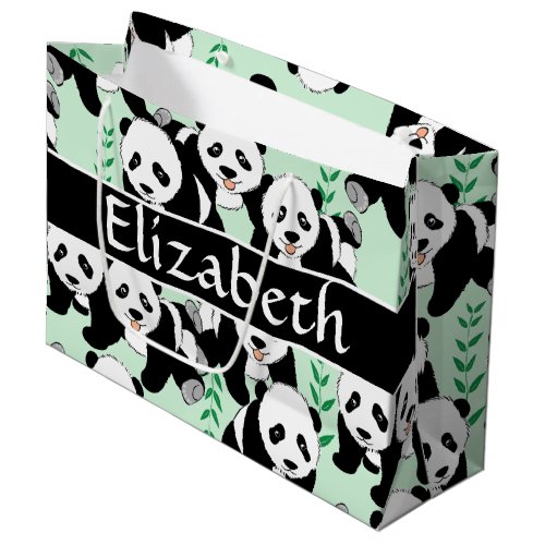 Panda Bears Graphic to Personalize Large Gift Bag